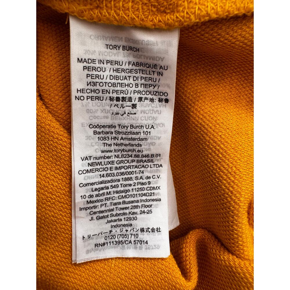 Tory Burch Women's Mustard Ruffle Trim Short Sleeve Knit Top Size S - Picture 7 of 8